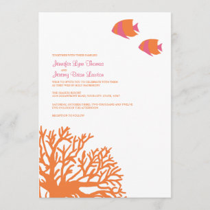 Invitation Corail tropical orange et rose