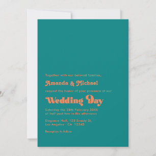 Invitation Corail vibre et Turquoise Mariage de typographie r