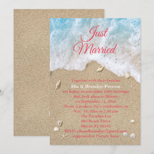 Invitation Coral Beach Waves Juste Marié Post Mariage