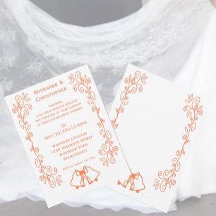 Invitation Coral Bells Scrollwork Design Mariage