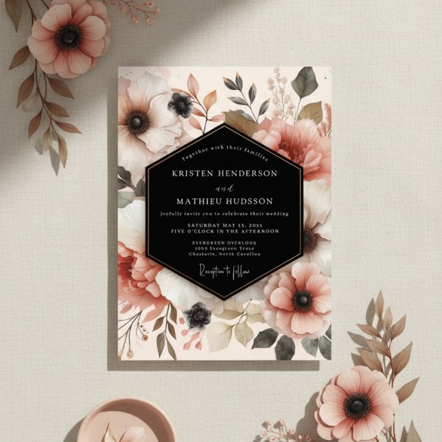 Invitation Coral Bloom Ethereal Wedding (Créateur téléchargé)