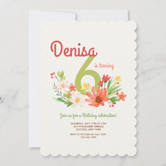 Invitation Coral Daisies (Devant)