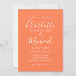 Invitation Coral Elegant Signature Mariage de script