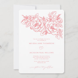 Invitation Coral Flower corner mariage élégant