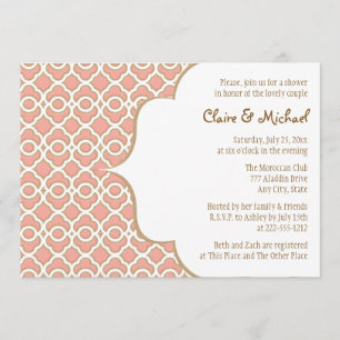 Invitation Coral Gold Couples marocains Wedding shower