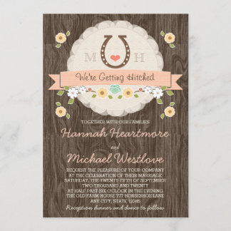 Invitation Coral Horseshoe Coeur Western Mariage