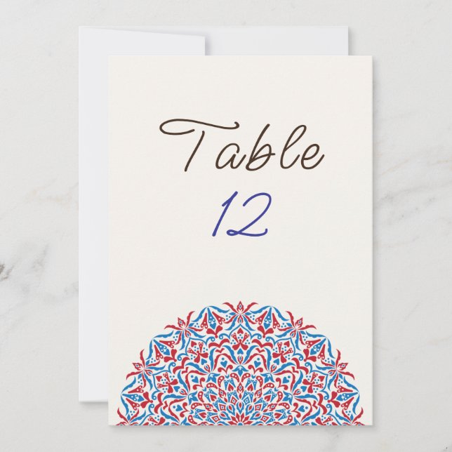 Invitation Coral Marble Stone Mandala Wedding Table Number (Devant)