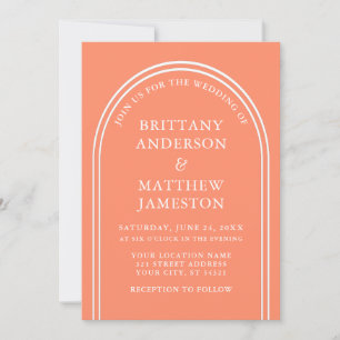Invitation Coral Mariage d'arc moderne et élégant