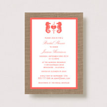 Coral Monogram Seahorse Beach Burlap Fête des mari