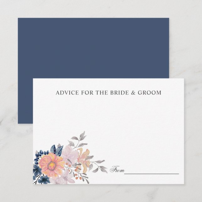 Invitation Coral & Navy Flowers Mariage Conseils ou recette (Devant / Derrière)