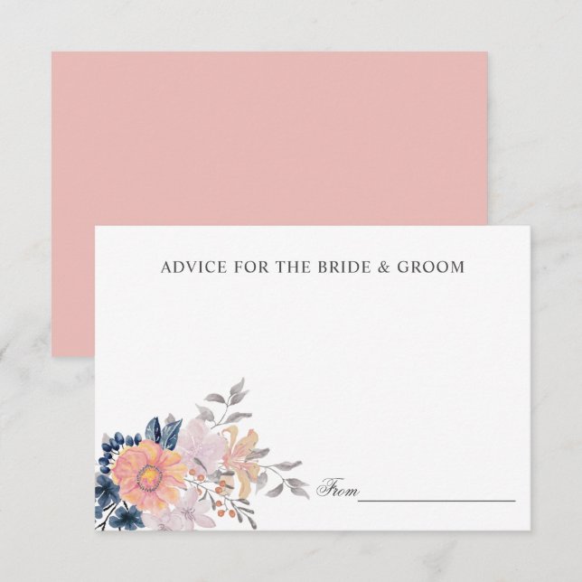 Invitation Coral & Navy Flowers Mariage Conseils ou recette I (Devant / Derrière)