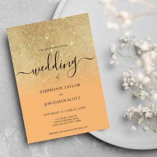 Invitation Coral or parties scintillant noir script ombre mar