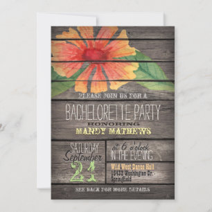 Invitation Coral Orange Flower ; Russe Bachelorette Party