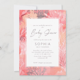 Invitation Coral Reef Baby shower vibrant - rose vif
