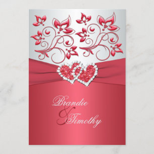 Invitation Coral Rose et Grey Coeurs floraux Mariage Inviter