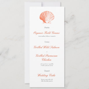 Invitation Coral Seashell Mariage Réception Dîner Menu