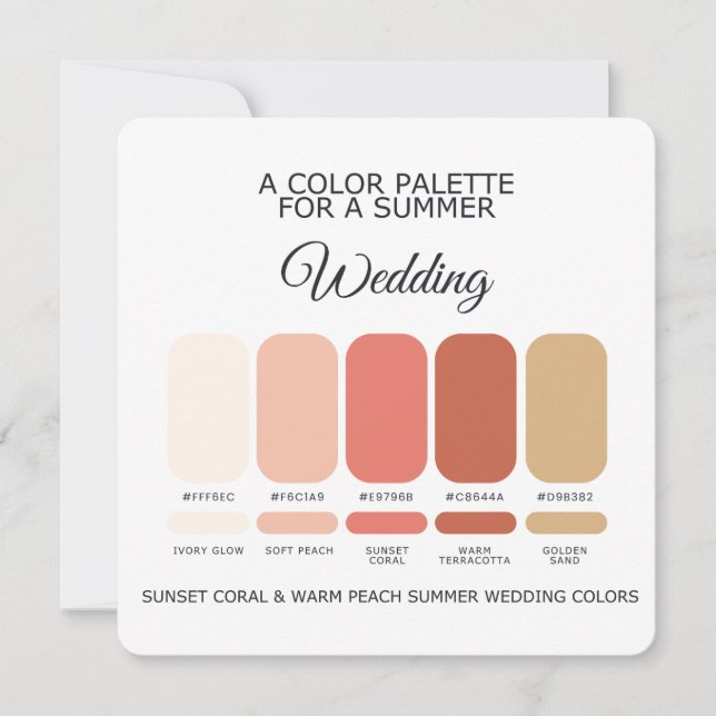 Invitation Coral Warm Peach Summer Wedding Palette 2026 Card (Devant)