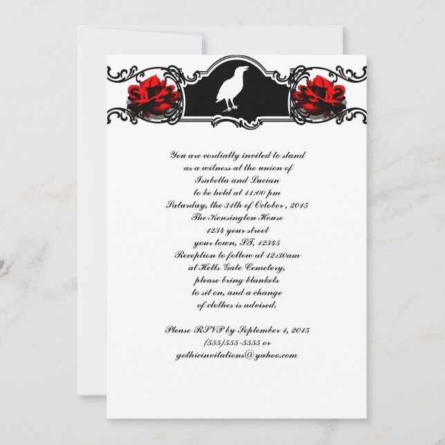 Invitation Corbeau et Mariage de Goth Rose (Devant)