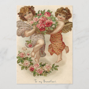 Invitation Corbeille de roses d'ange Chérubin Cupidon Invitat