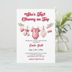 Invitation Corde à linge Cherry on Top Baby Shower