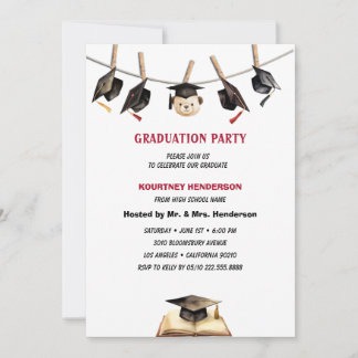 Invitation corde casquette simple fête de graduation