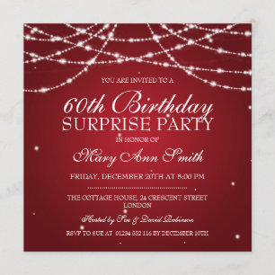 Invitation Corde d'étoiles rouge de la fête d'anniversaire su