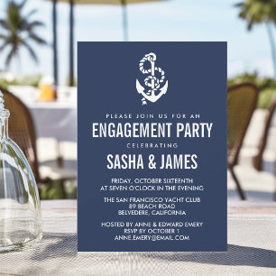 Invitation Corde nautique et Ancre Engagement Partie Invitati