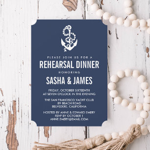 Invitation Corde nautique et dîner de répétition Ancre Invita