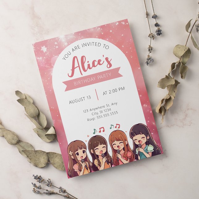 Invitation Coréen Pop Music K Pop Girlband fête d'anniversair (Créateur téléchargé)