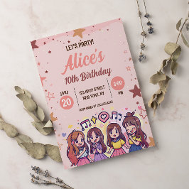 Invitation Coréen Pop Music Star K Pop Thème Anniversaire