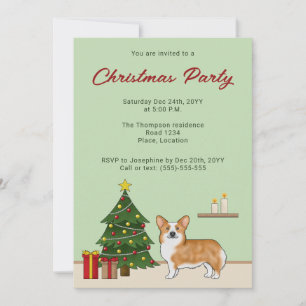 Invitation Corgi Pembroke Gallois Rouge Et Sapin De Noël