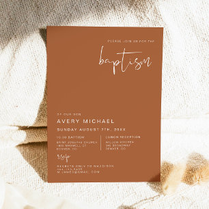 Invitation CORIANDER Baptême Désertique Boho Terracotta et Ro