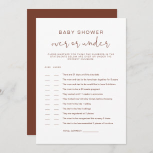 Invitation CORIANDER Boho Rust over Under Baby shower Game