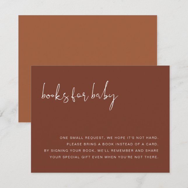 Invitation CORIANDER Boho Terracotta et Rust Livres pour bébé (Devant / Derrière)