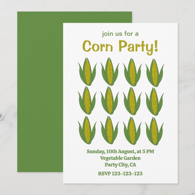 Invitation Corn Plante Maize Légumes Agritourisme Fête de maï (Devant / Derrière)