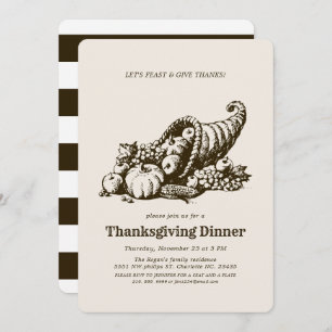 Invitation Corne de Plenty   Dîner d'action de grâces