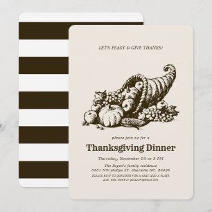 Invitation Corne de Plenty   Dîner Thanksgiving