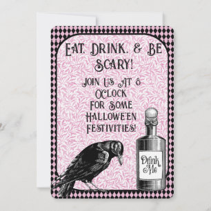 Invitation Corneille noire rose Corneille corneille Halloween