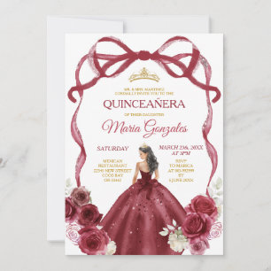 Invitation Corneille rouge de Bourgogne Princesse Gold Couron