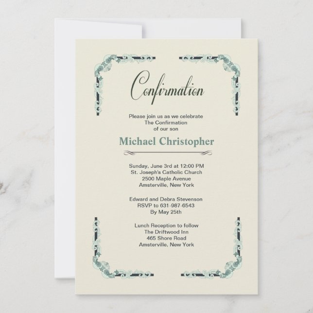 Invitation Corners européens de confirmation (Devant)