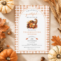 Cornucopia de Gingham à l'aquarelle d'automne pour