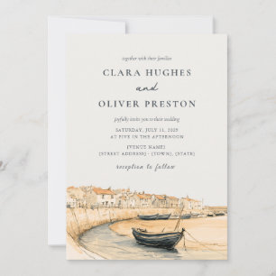 Invitation Cornwall Harbour Bateaux de Pêche Coucher de Solei