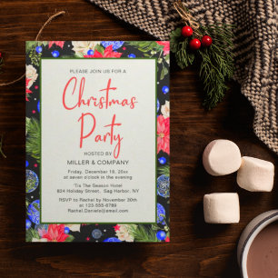 Invitation Corporate Christmas Party Festive Floral