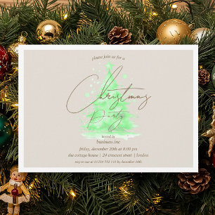 Invitation Corporate Green Christmas Tree Fête fériée
