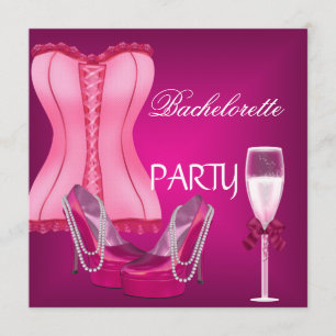 Invitation Corset Fête de Fiançailles Chaussures Roses Talons