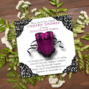 Invitation Corset rose et douche noire de lingerie de