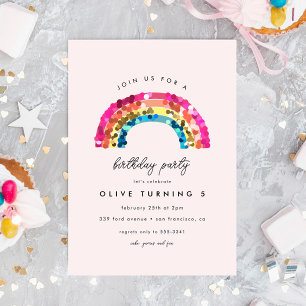 Invitation Corte Sparkin Rainbow fête d'anniversaire