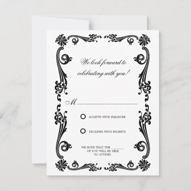 Invitation Cosmopolitan Flourish et Tourbillons RSVP (Dos)