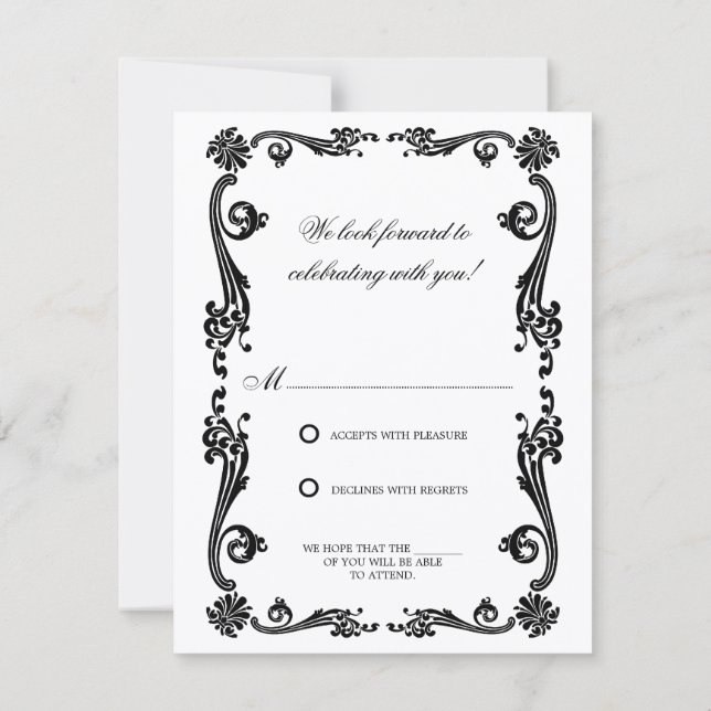 Invitation Cosmopolitan Flourish et Tourbillons RSVP (Dos)