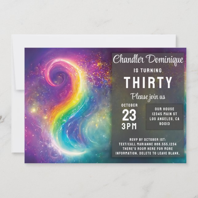 Invitation Cosmos couleur arc-en-ciel tourbillonnant Nebula G (Devant)
